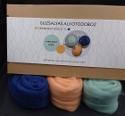 Karácsonyi gömb - alkotódoboz (barack, menta, kék)